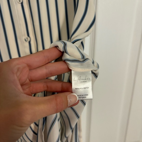 L'Academie Striped Button Down Sleeveless Shirt Dress - Picture 8 of 8